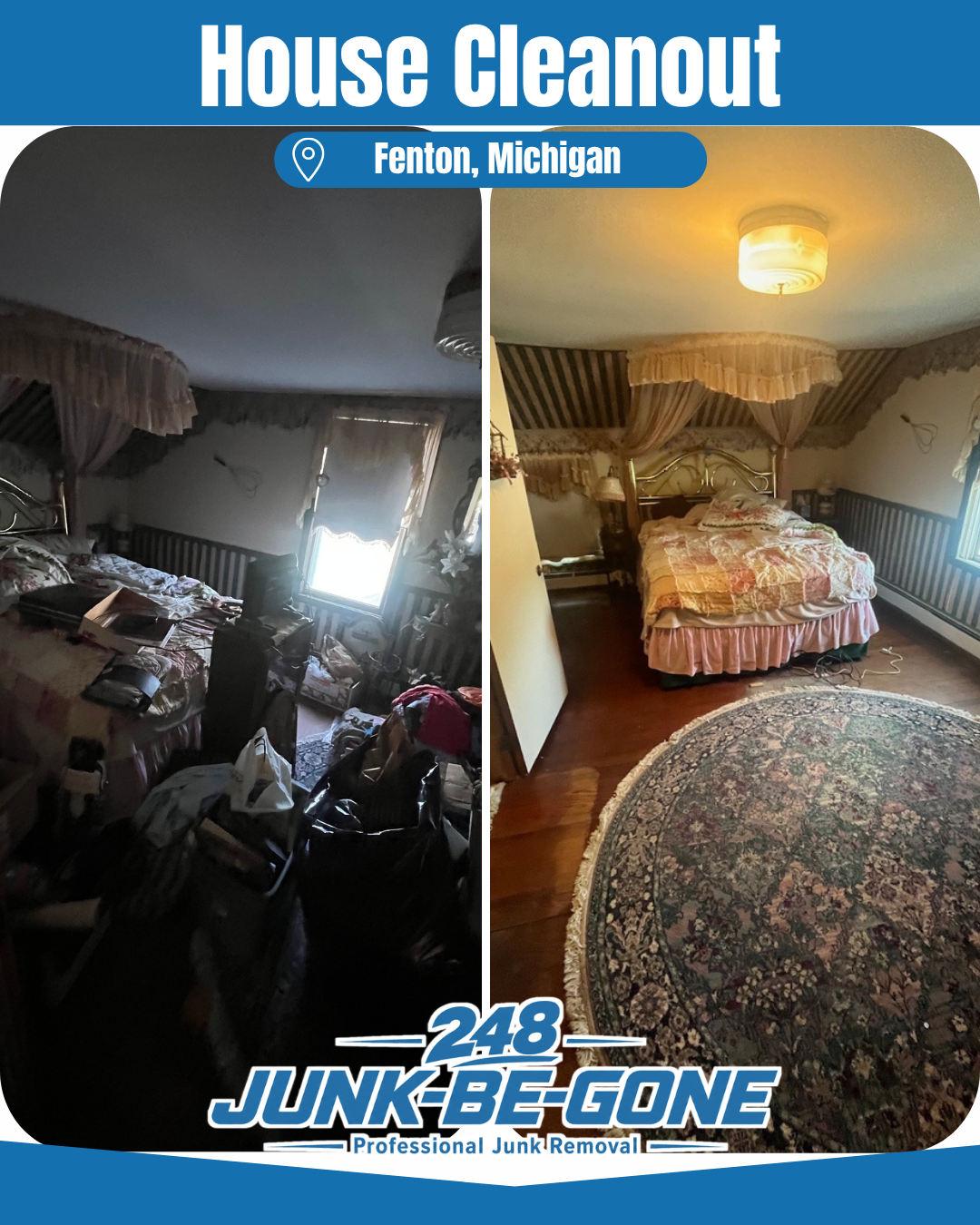 house cleanout before and after photo in fenton michigan