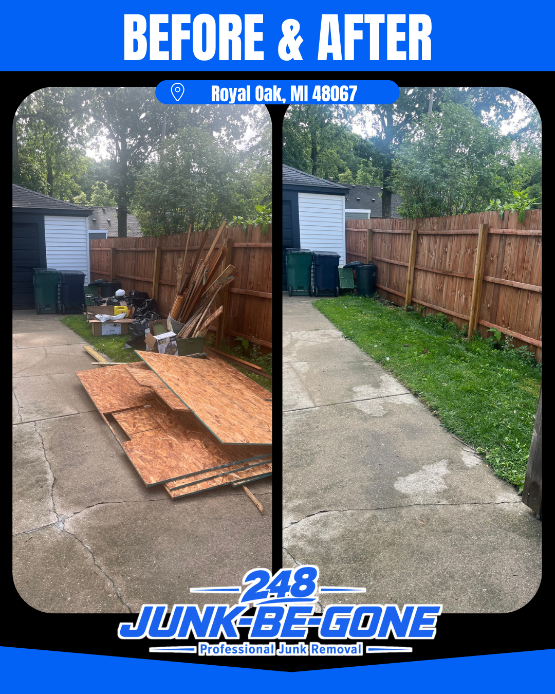 Renovation Debris Clean Up before and after in royal Oak, MI 