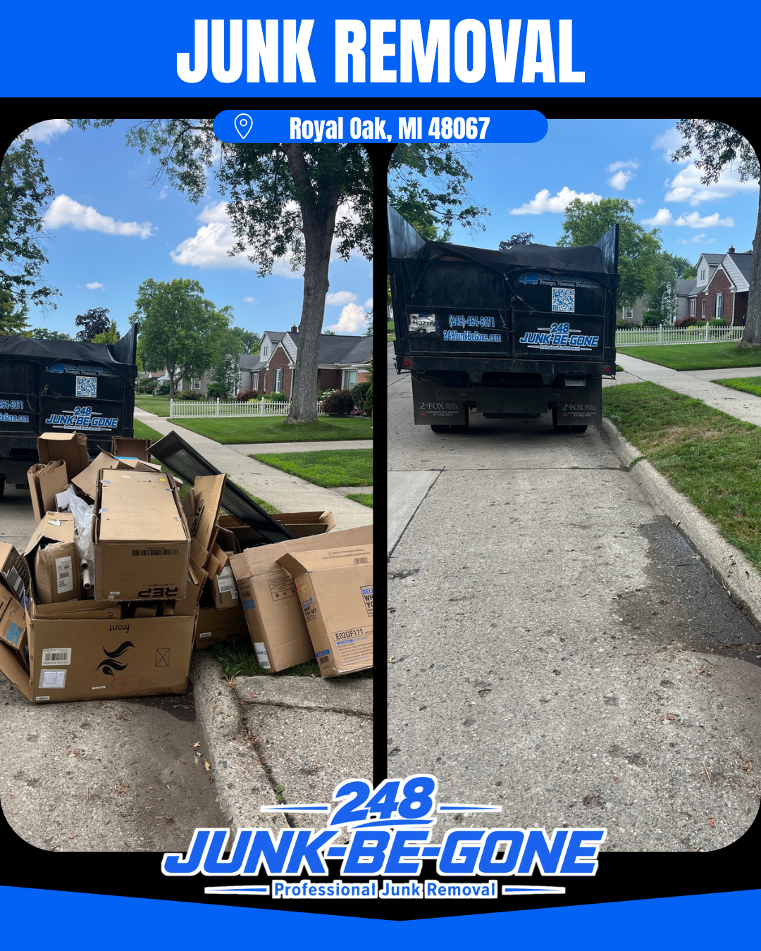 junk removal before and after photo in royal oak michigan