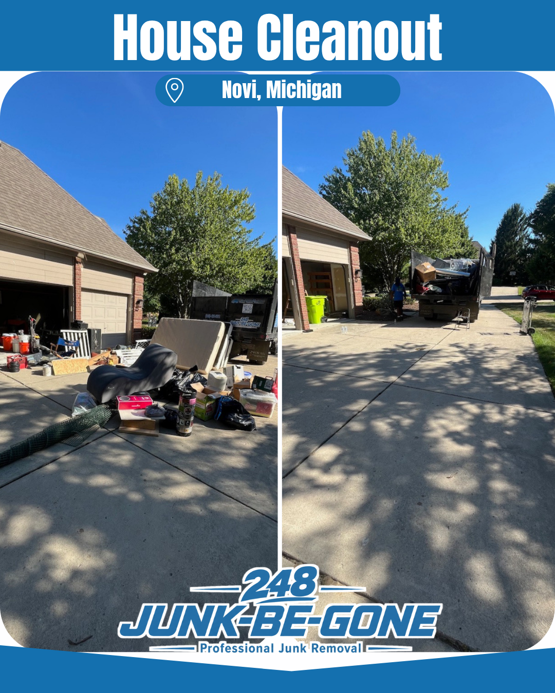 House cleanout before and after photo in novi michigan