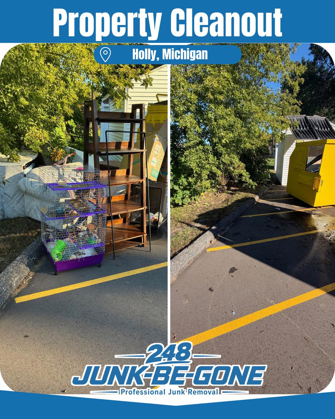 property manager apartment junk removal cleanout in holly michigan before and after photo