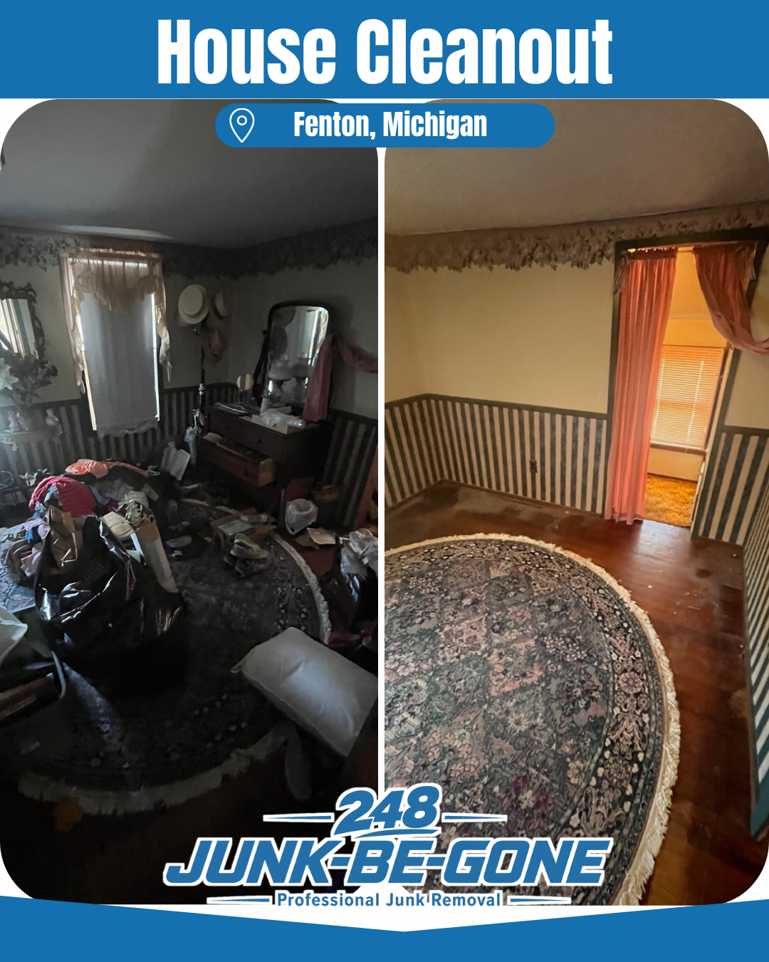 house cleanout before and after photo in fenton michigan