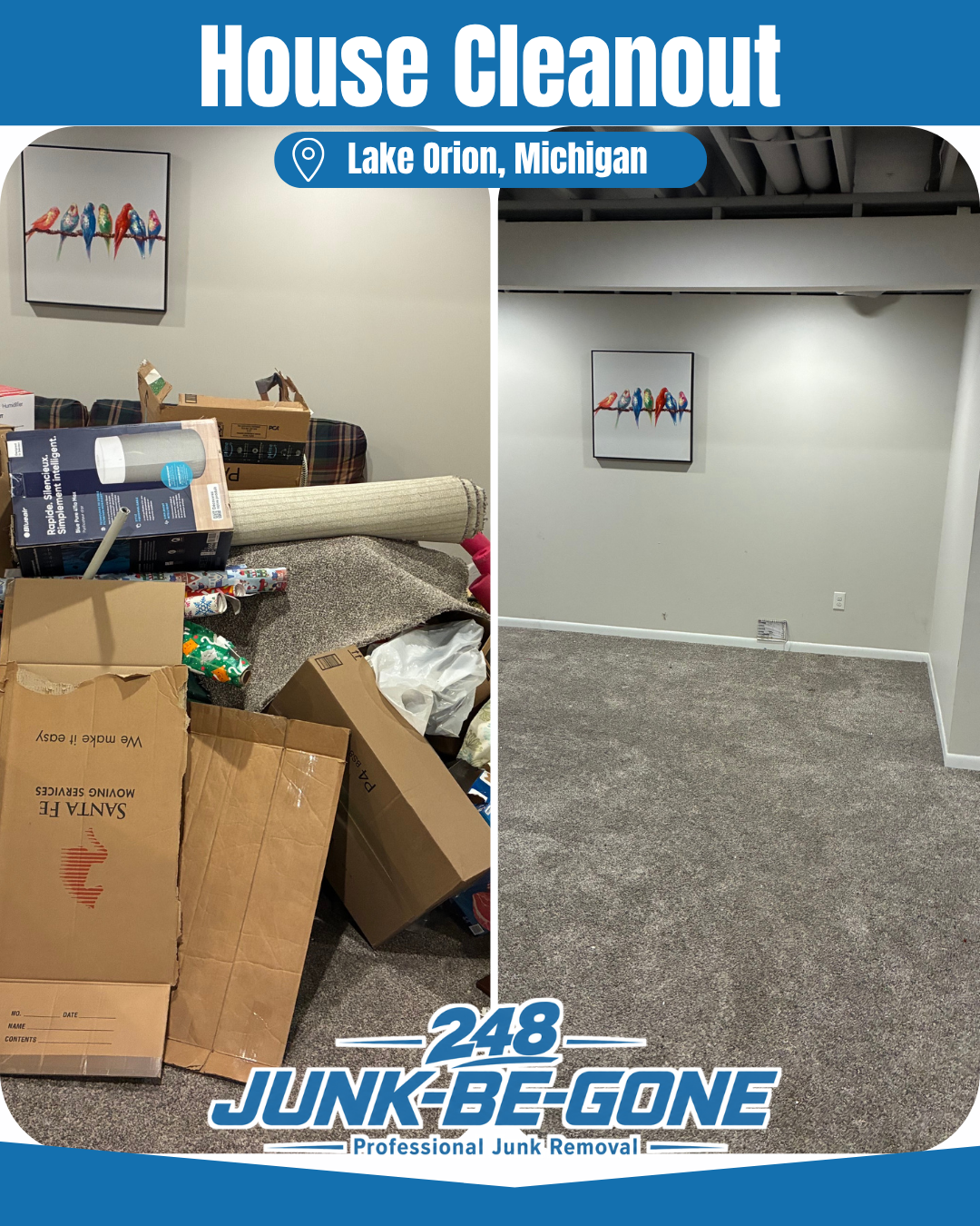 house cleanout before and after photo in lake orion michigan