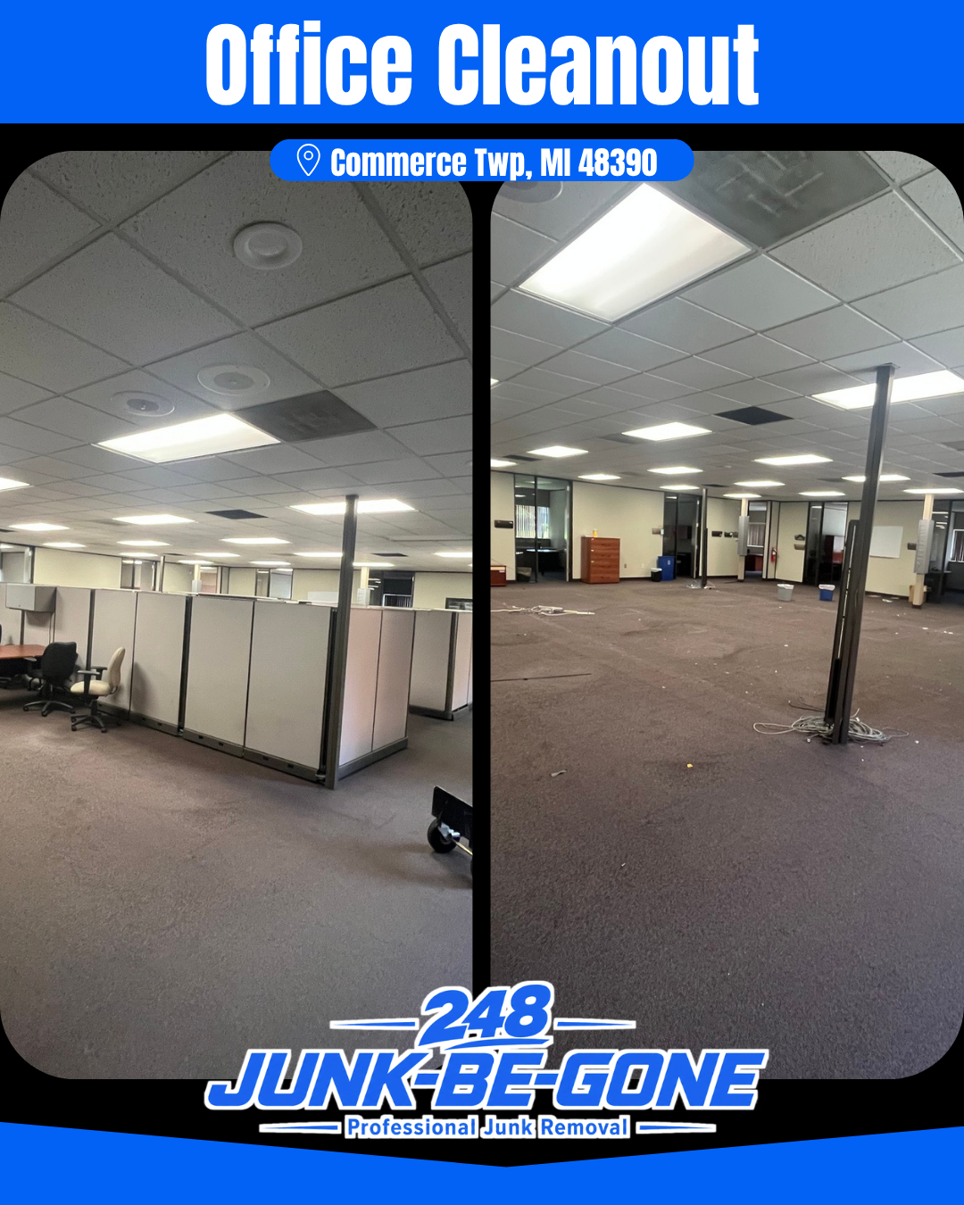 office cleanout before and after photo in commerce twp mi 48390