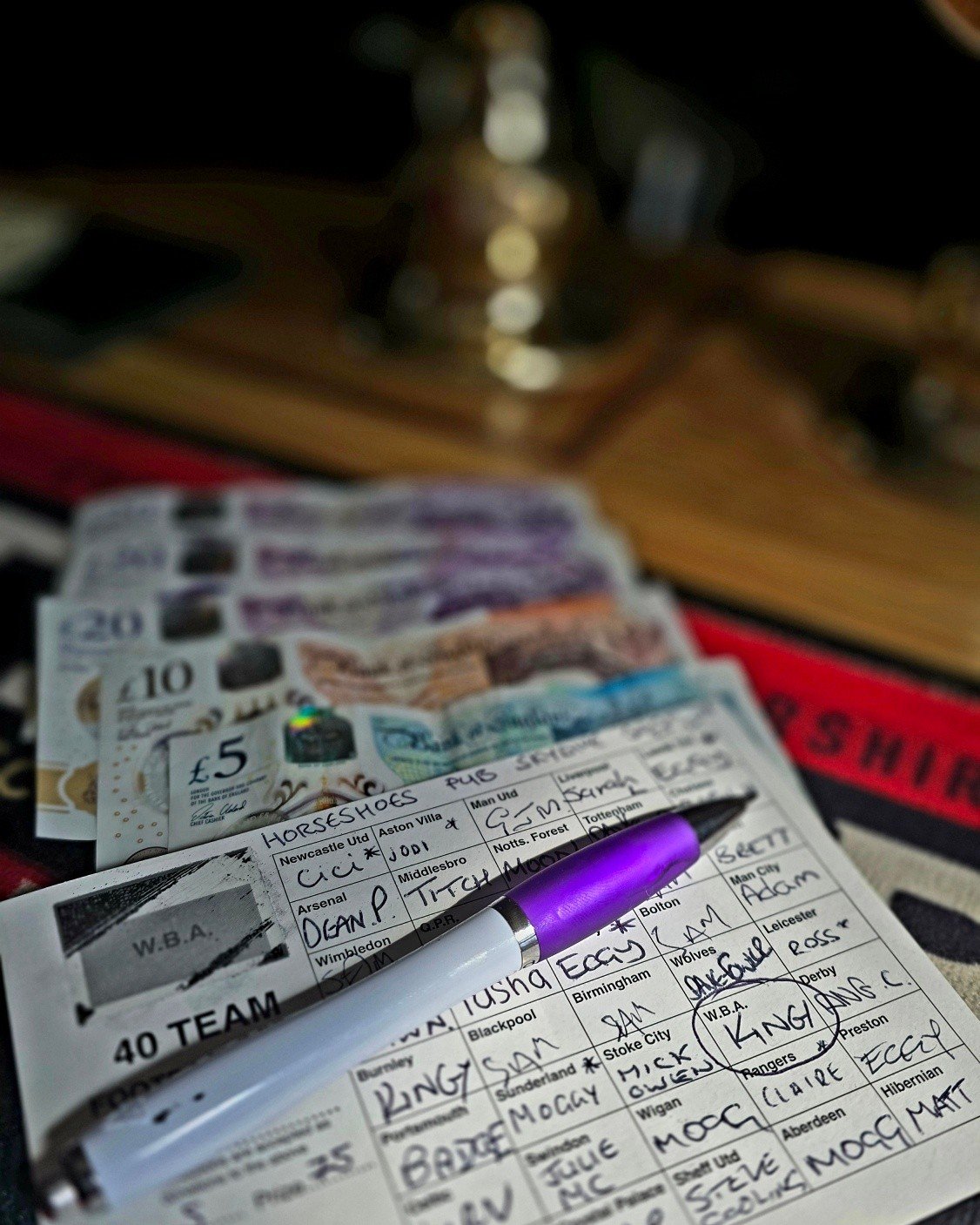 Congratulations KINGY winnings are behind the bar.