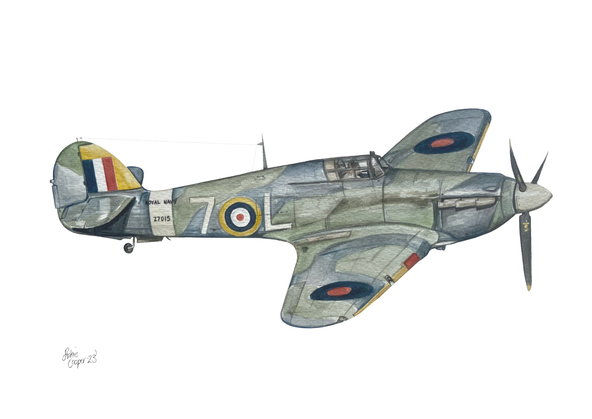 Hawker Sea Hurricane 1B in Watercolour