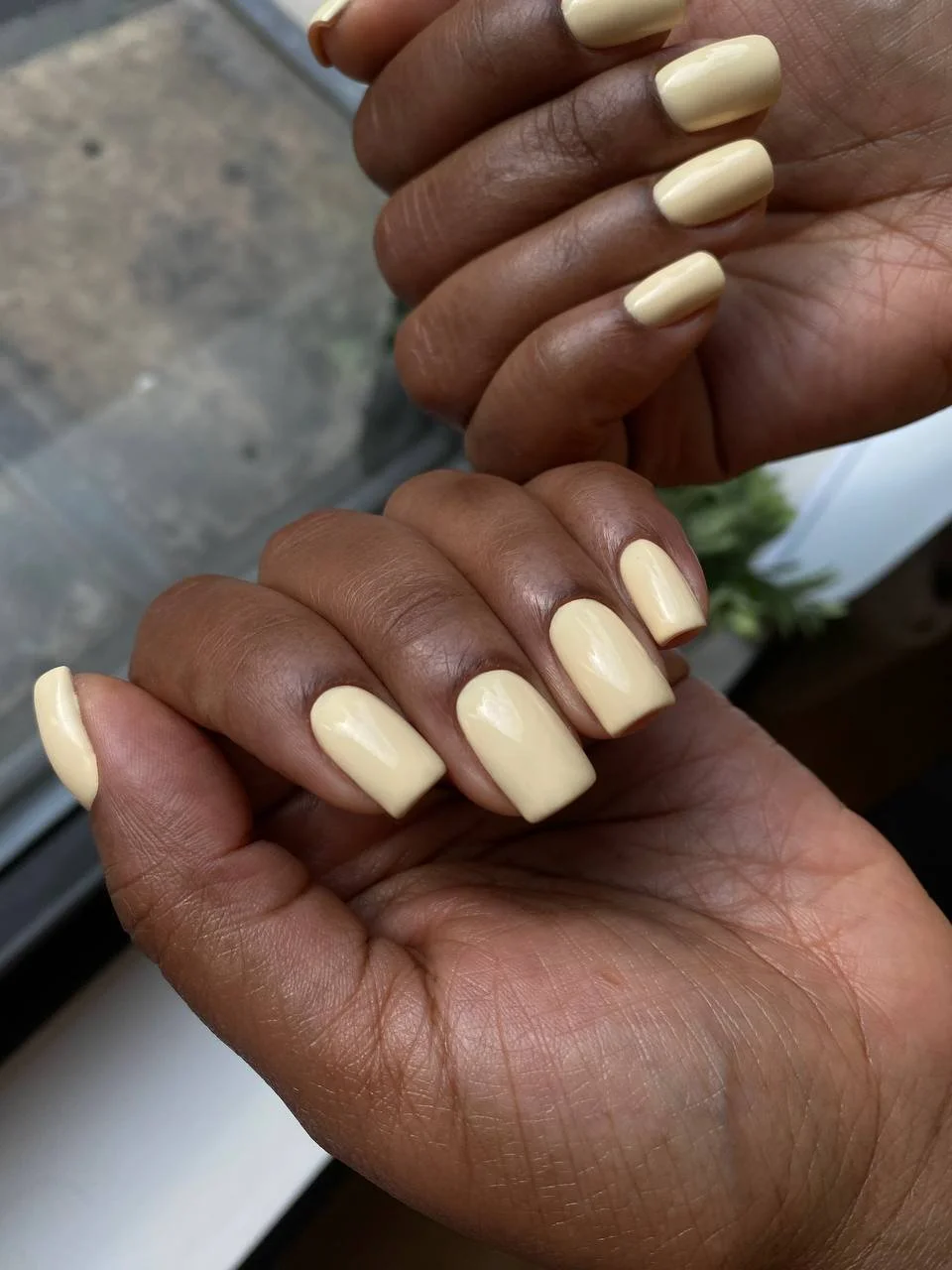 Hard Gel manicure with Yellow color