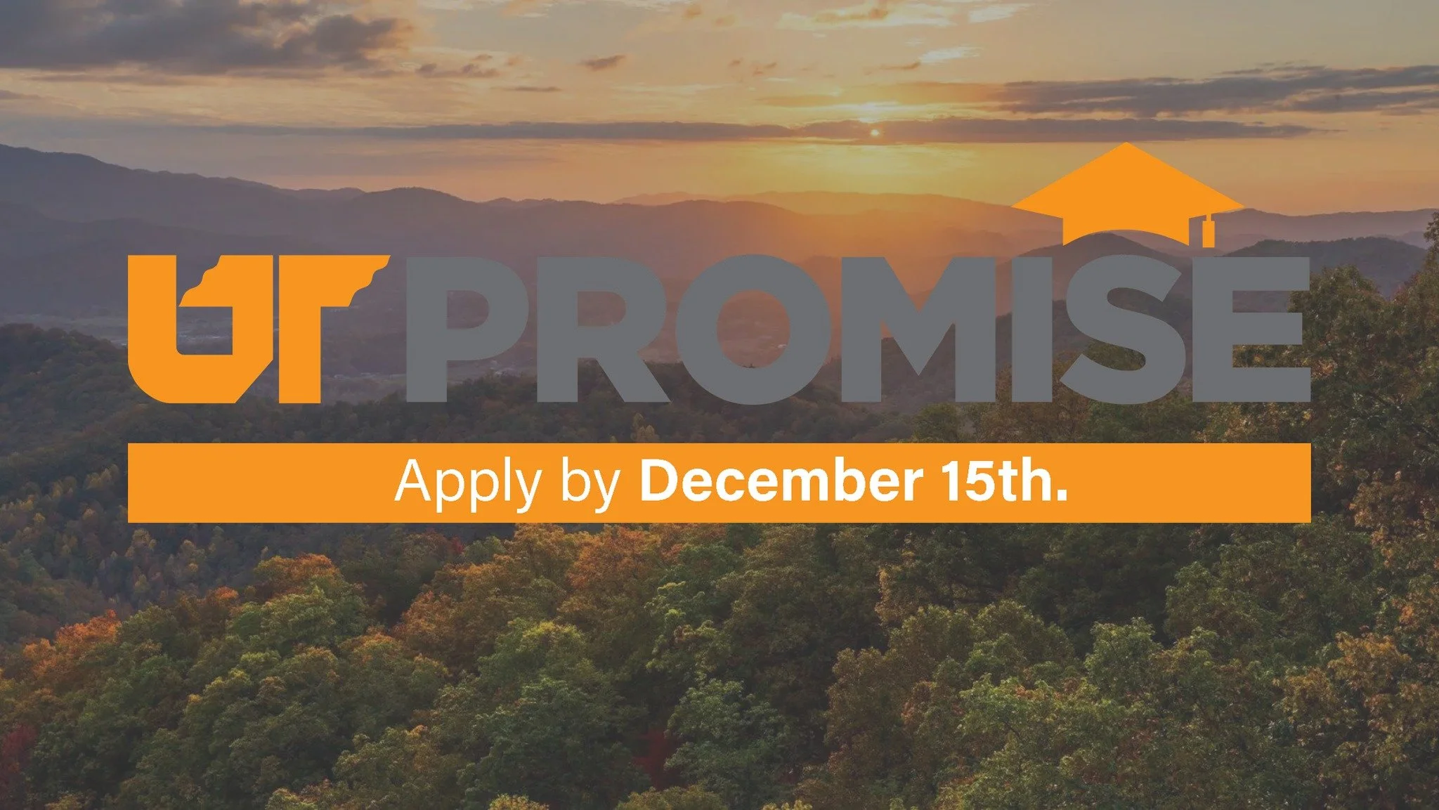 Students, TODAY is the deadline to apply for UT Promise!

UT Promise is a last-dollar scholarship that covers tuition and mandatory fees for eligible TN residents planning to attend UT campuses in Knoxville, Chattanooga, Pulaski, Martin and Memphis.
