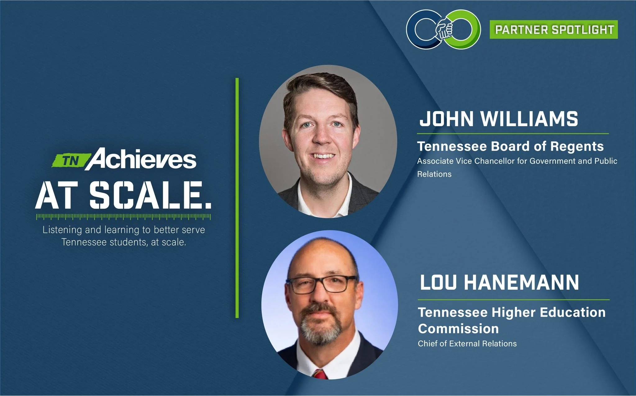 Thank you to John E. Williams from Tennessee Board of Regents (TBR) and Louis Hanemann from Tennessee Higher Education Commission for taking time to meet with our team today! 

They joined us to share about the upcoming legislative session in 2026 an