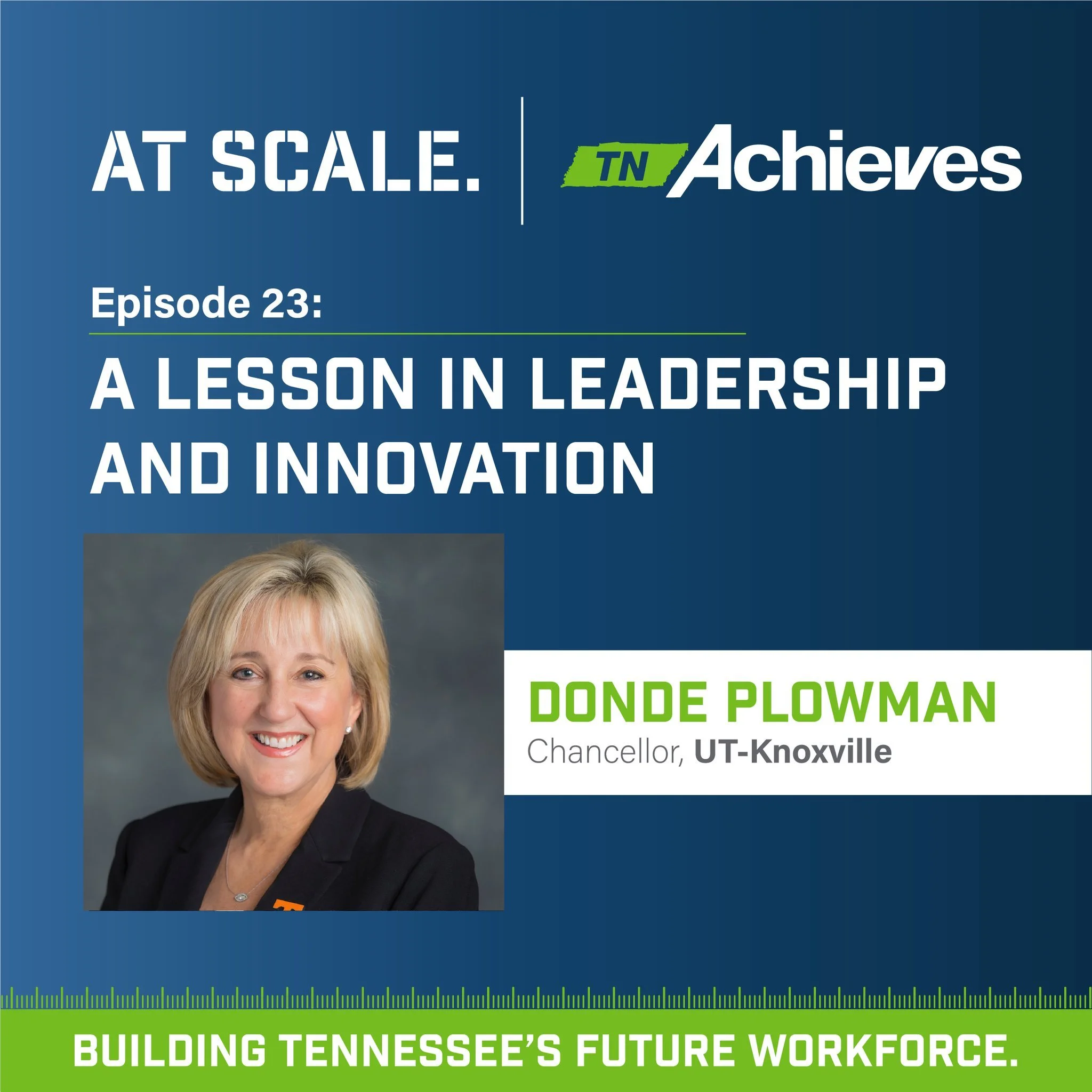 On the most recent episode of the At Scale podcast, University of Tennessee, Knoxville Chancellor Donde Plowman shares her leadership philosophy, her journey to UT and the innovation to set new records in student retention and graduation. 

It's a co