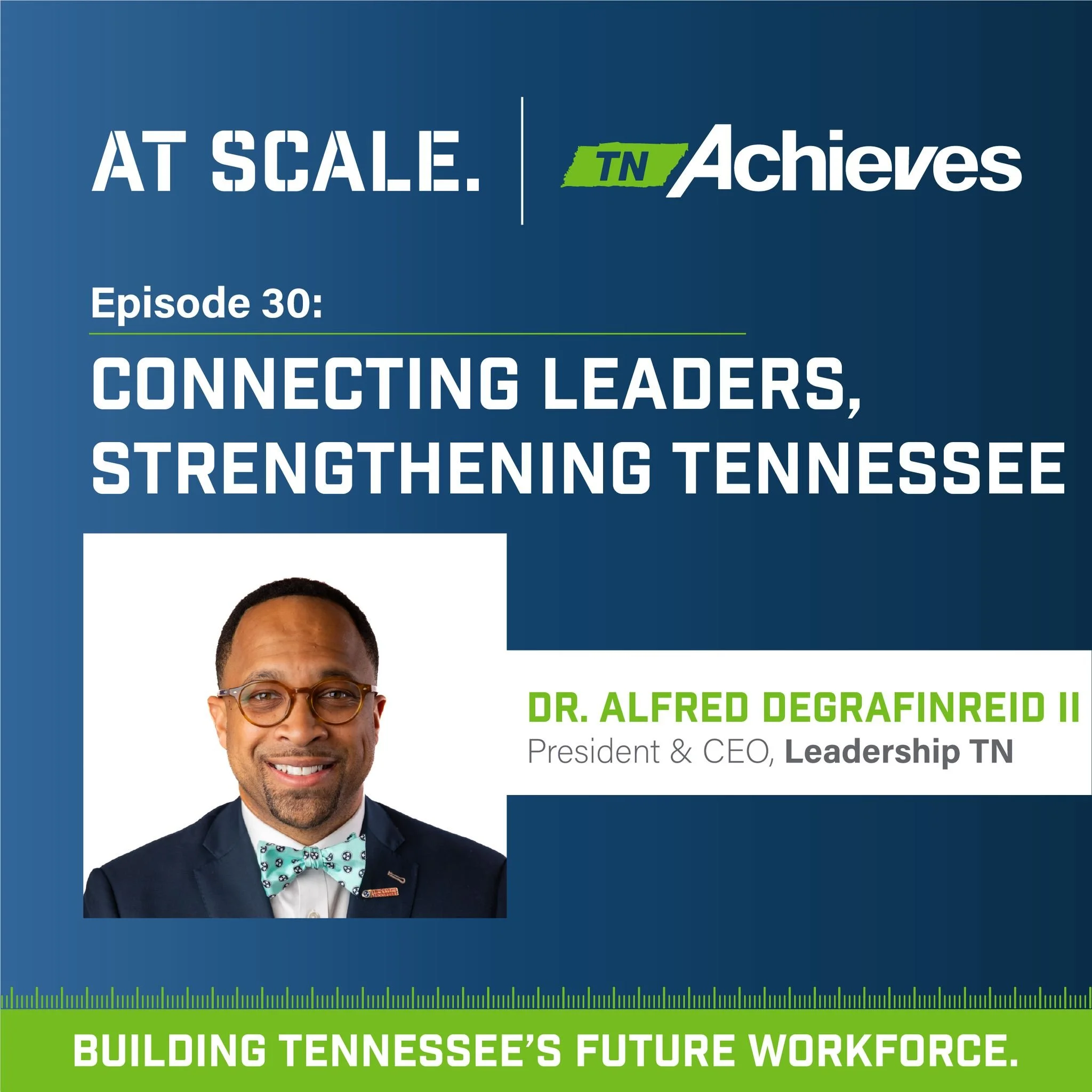 The newest episode of the At Scale podcast is now live!

In this episode, we chat with the President &amp; CEO of @LeadershipTN. Alfred Degrafinreid shares his personal journey and the work Leadership Tennessee does to bring leaders together from acr