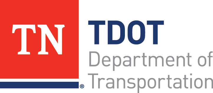 Logo of Tennessee Department of Transportation with red, white, and blue colors.