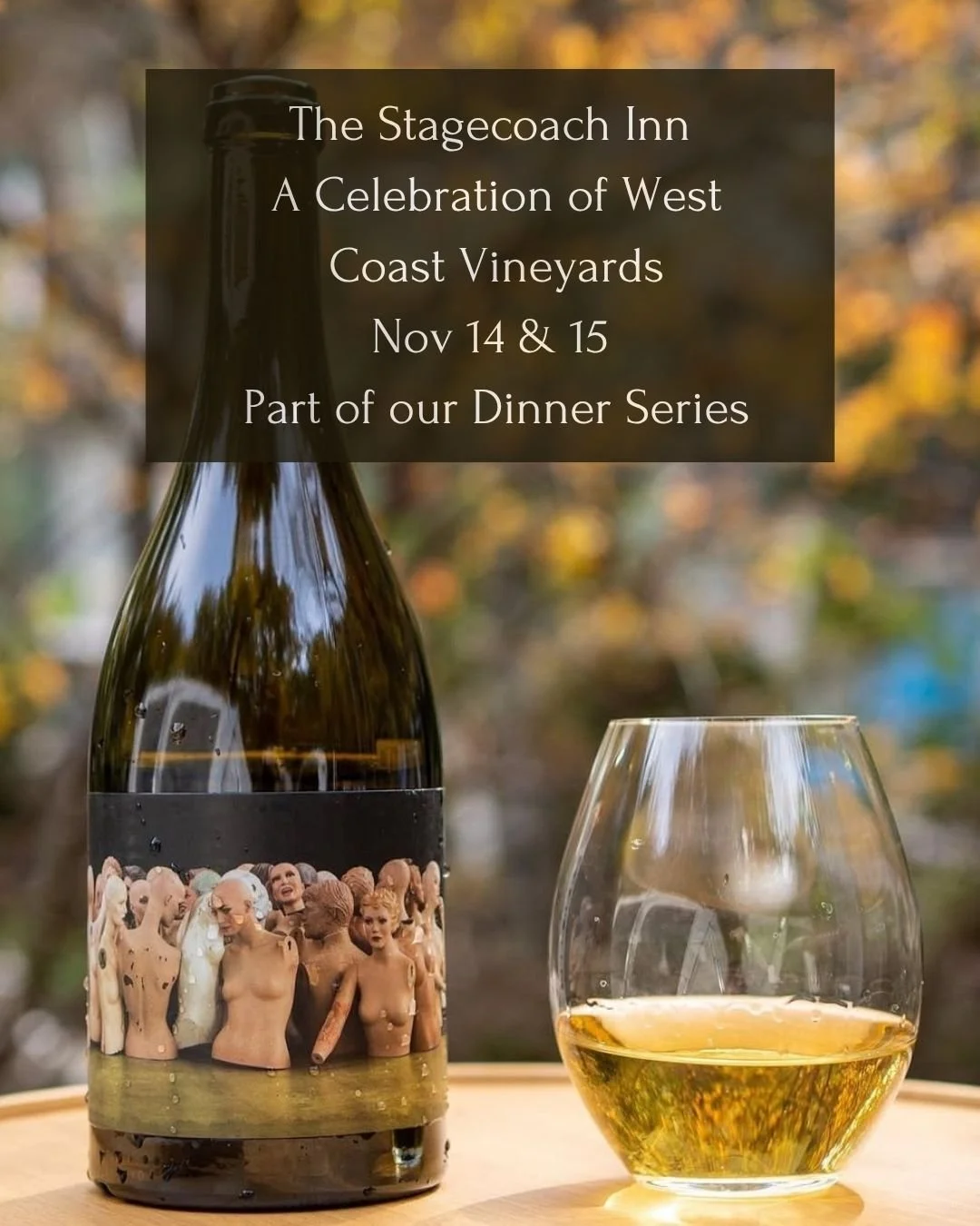 🍇 A Celebration of West Coast Vineyards
Part of our Stagecoach Dinner Series
Join us for an unforgettable culinary weekend celebrating the wines and flavors of the West Coast!
✨ Friday, Nov. 14 &ndash; Sommelier Wine Dinner
A guided five-course pair