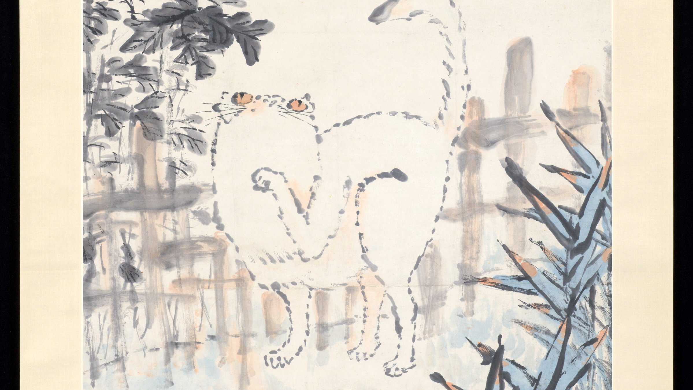 Xu Gu Cat and Butterfly, 19th century, Qing dynasty, hanging scroll, ink and color on paper, China, 86 1/4 × 31 3/4 in. (219.1 × 80.6 cm). The Metropolitan Museum of Art
