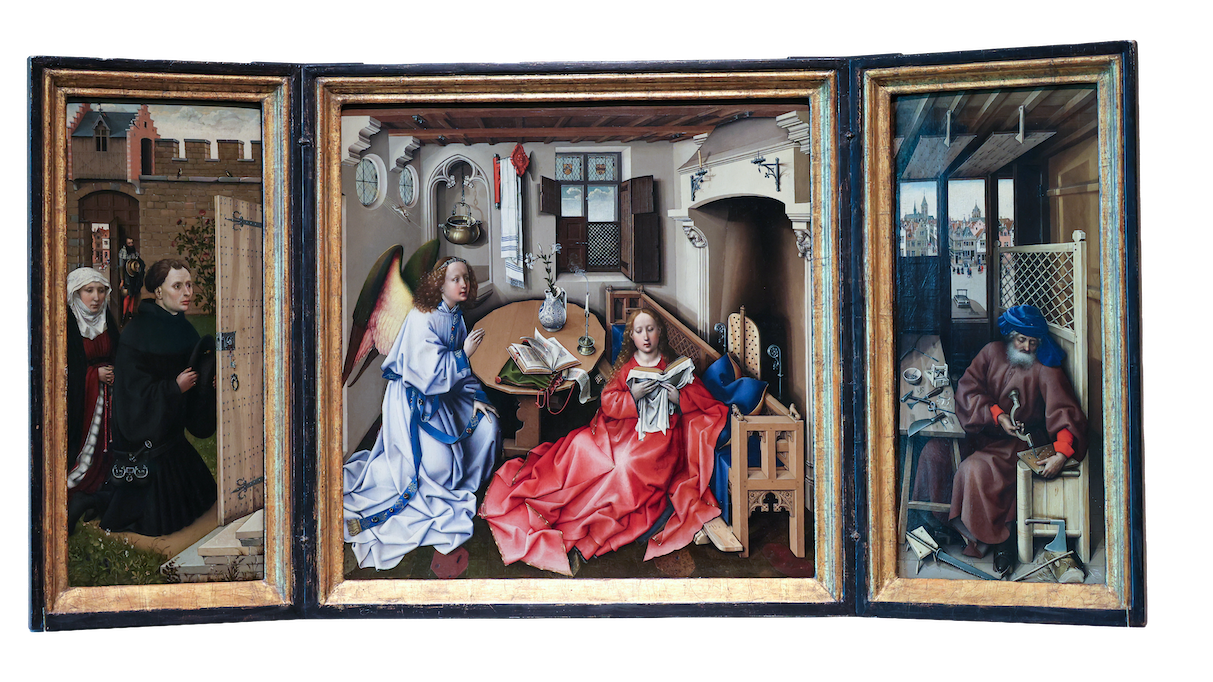 The Merode Altarpiece (Annunciation Triptych), Workshop of Robert Campin