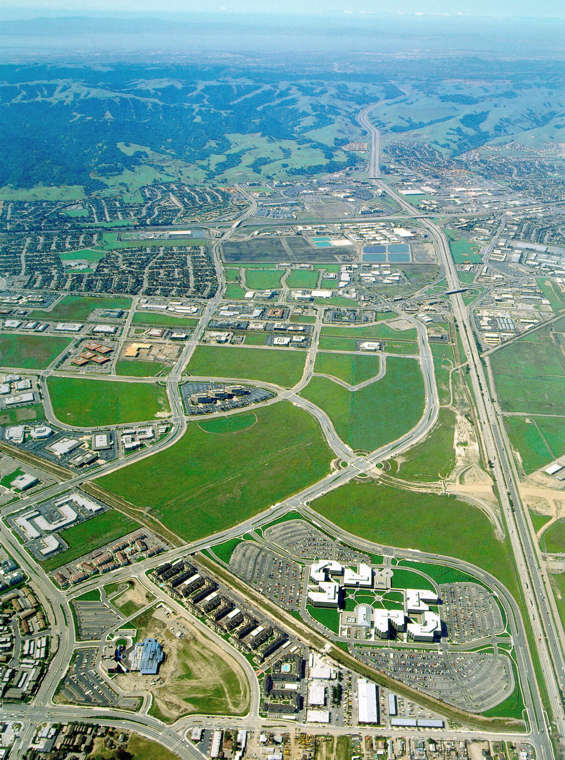 Hacienda Business Park in 1980 before the Dublin / Pleasanton BART extension.