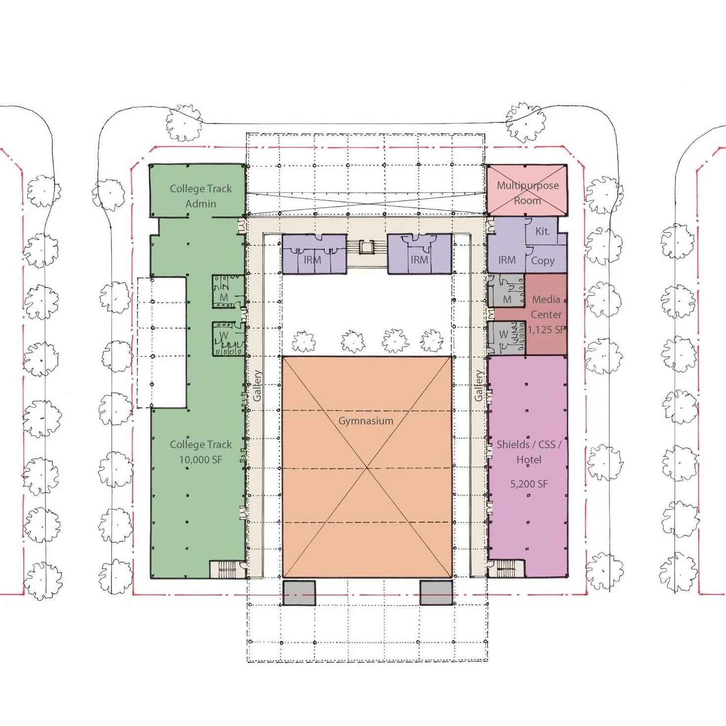 Second Floor Plan showing College Prep spaces and Media Center.