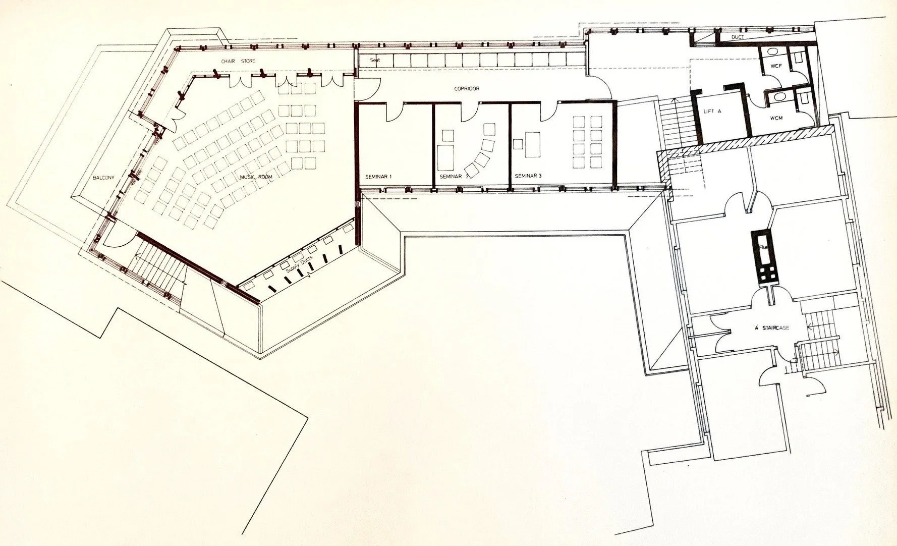 Third Floor level plan showing the Music Room and meeting rooms.