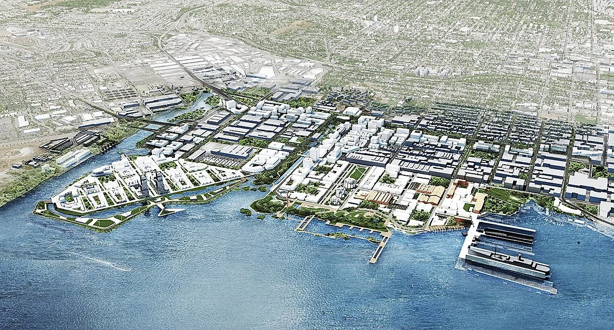 Aerial view of San Francisco Central Waterfront, Fall 2018 studio.