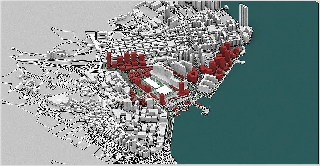 Chang Xu's thesis proposed to transform the area around the Kowloon Terminal and Polytechnic and undertake extensive urban repair to the fractured context. 
His urban design plan demonstrated the possibility of creating several thousand new dwellings
