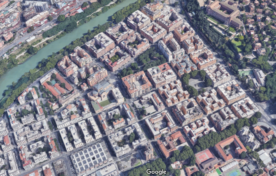 The square blocks contain a variety of apartment building typologies.