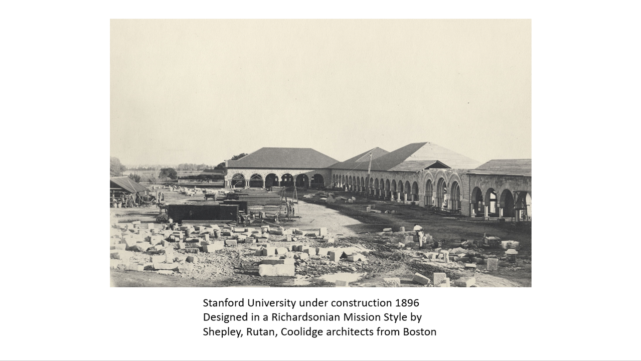The Main Quad under construction showing the arcades.
