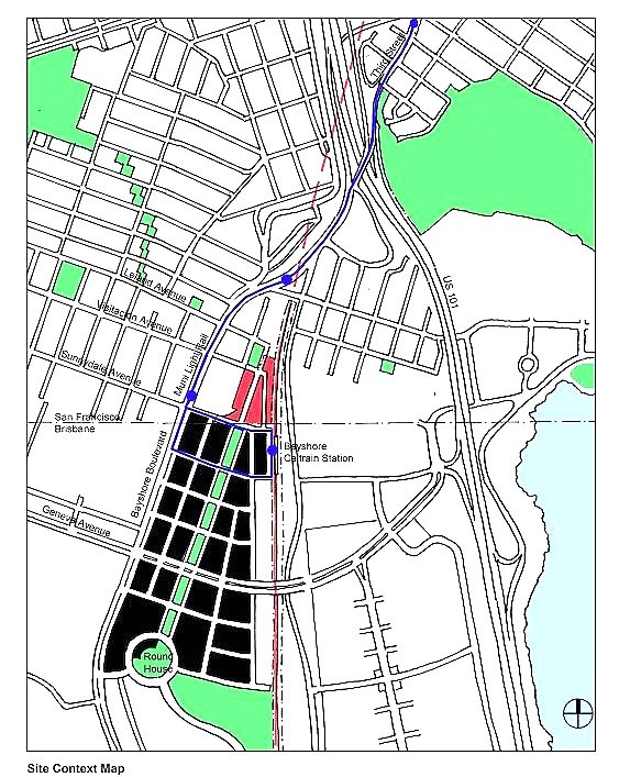 Site plan showing the 27 acre Schlage Lock site in San Francisco as part of the overall Baylands plan.