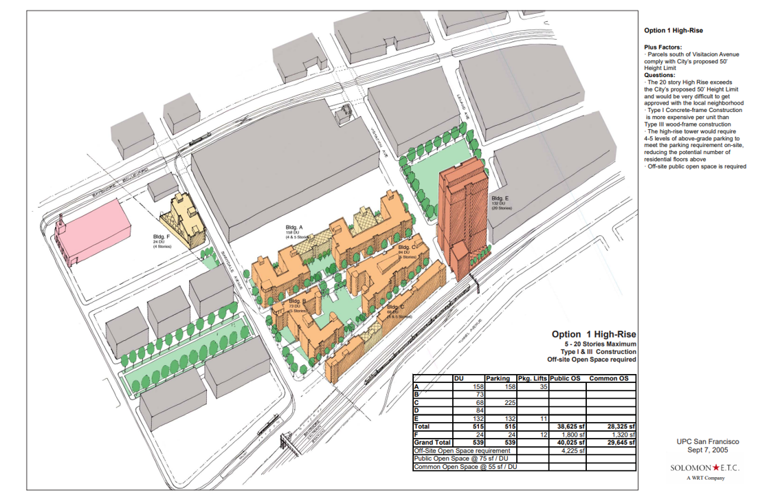 Schlage Lock site capacity study with a highrise option.