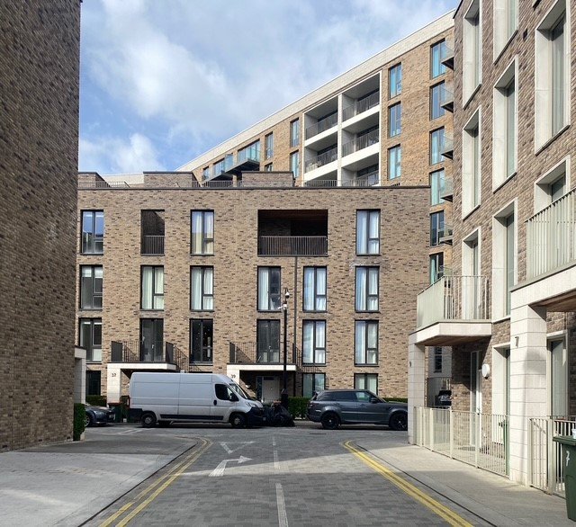 Some of the new mixed-income housing in Royal Wharf, master-planned by Glenn Howells architects.