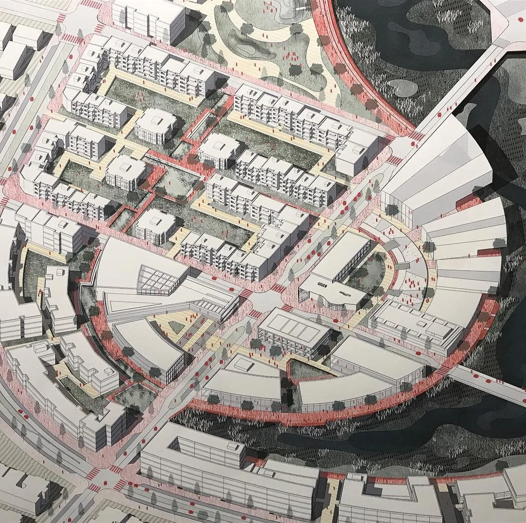 Detail view of the proposed town center