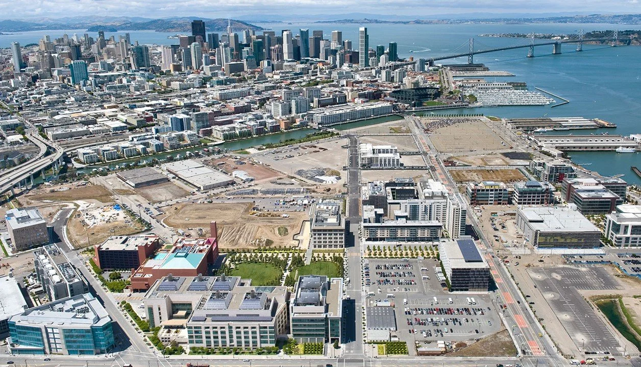 Mission Bay under 2010 showing the UCSF campus under construction.