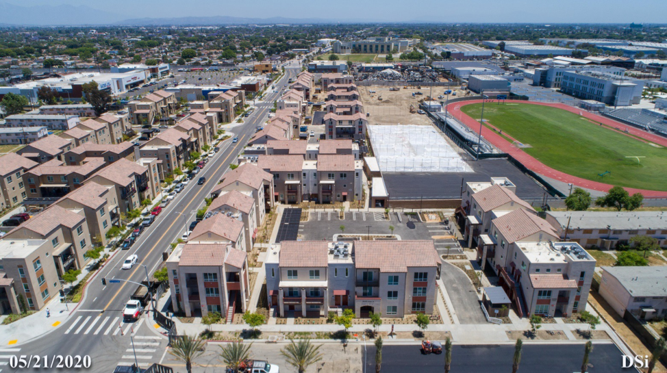 Aerial view looking east along Century Blvd.