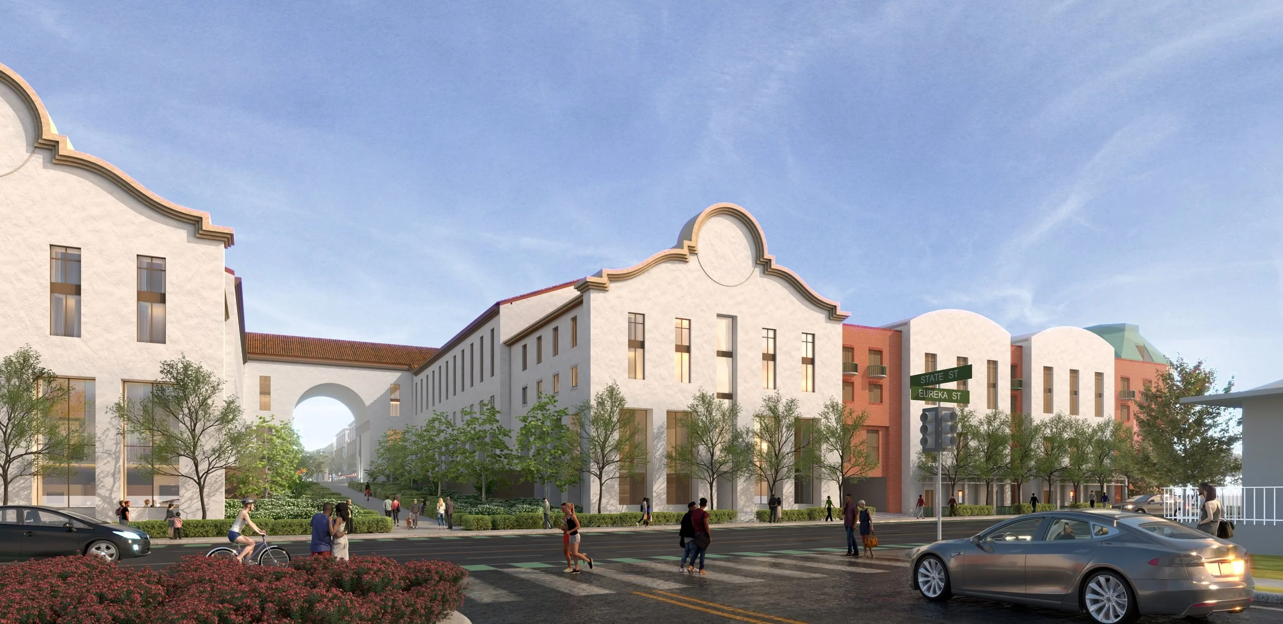 View from the west of the new Garden Walk leading up to the Plaza.