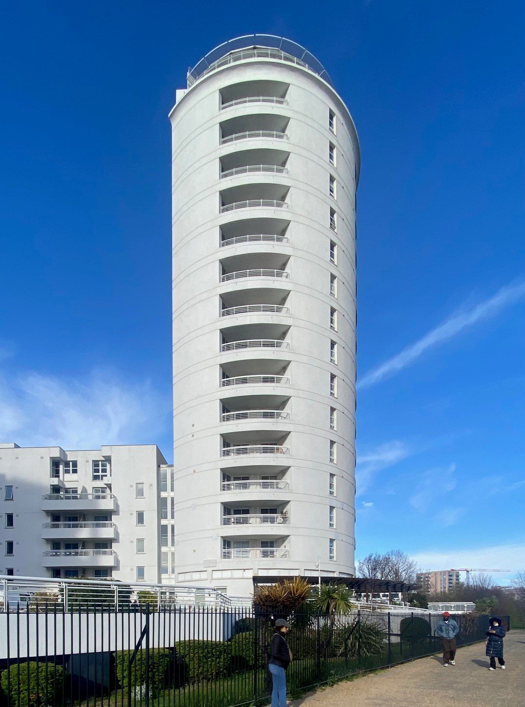 A fine residential tower building overlooking Barrier Park.