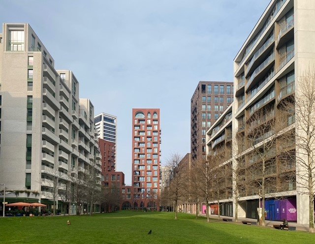 Lewis Cubitt Square, King's Cross with a social housing building by Alison Brooks architect.