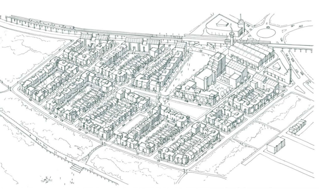 Aerial view of the proposed development.