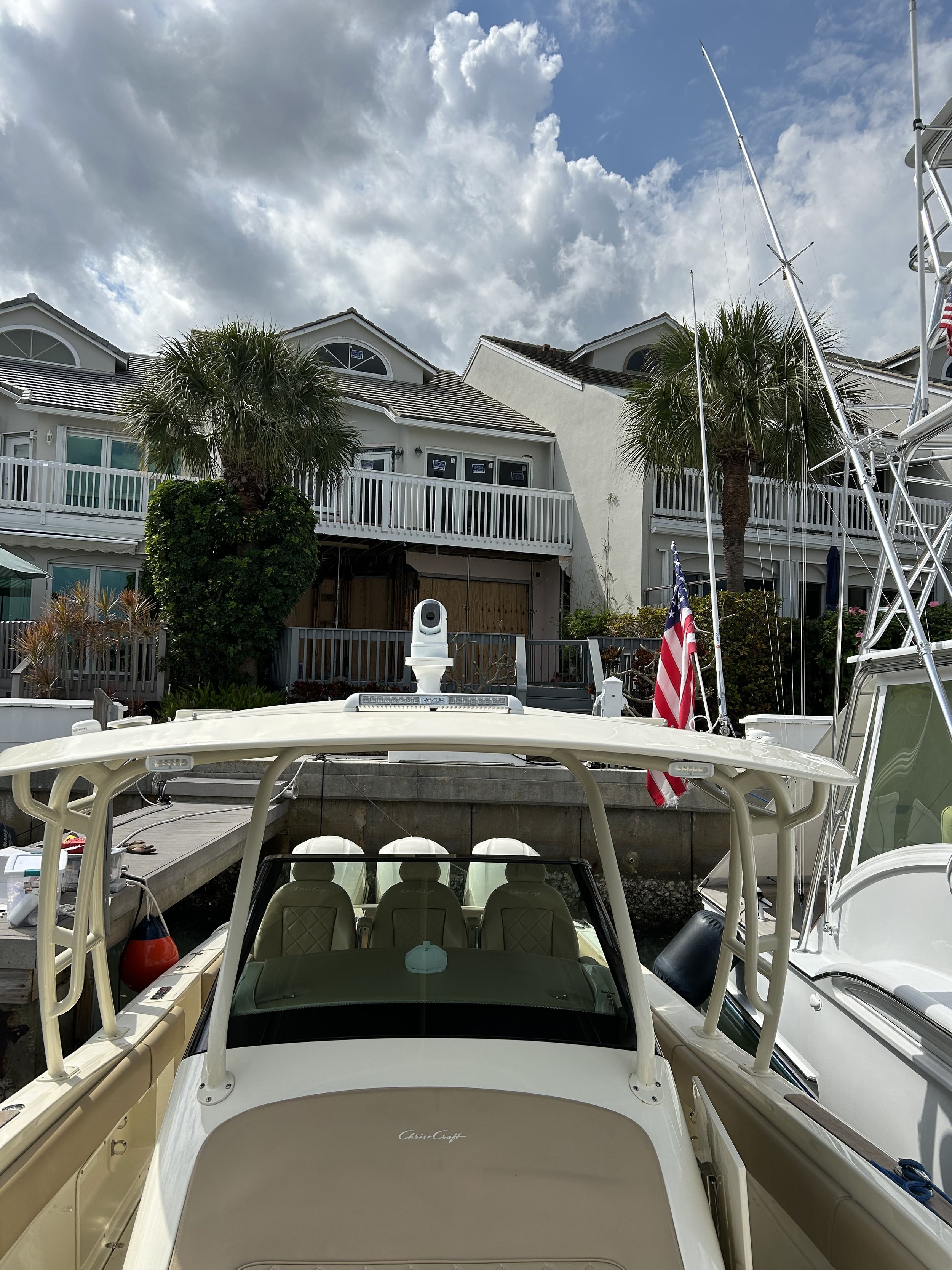 Chris Craft Garmin, stereo, lighting, and electronics upgrades, omnisense night vision cameras, JL Audio, Fusion, Gunwale LED lighting, marine electronics, marine wiring, sportfish marine electronics, sportfish center console, Tequesta marine electro