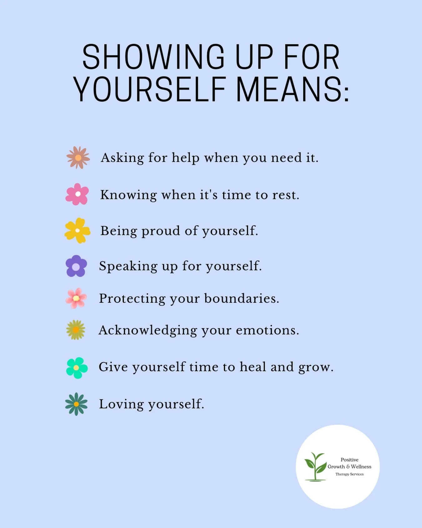 Showing up for yourself doesn&rsquo;t always have to look big or bold, it can be small, everyday choices.

It can be asking for help, resting without guilt, setting boundaries, or honouring your emotions. It&rsquo;s choosing growth, even when uncomfo