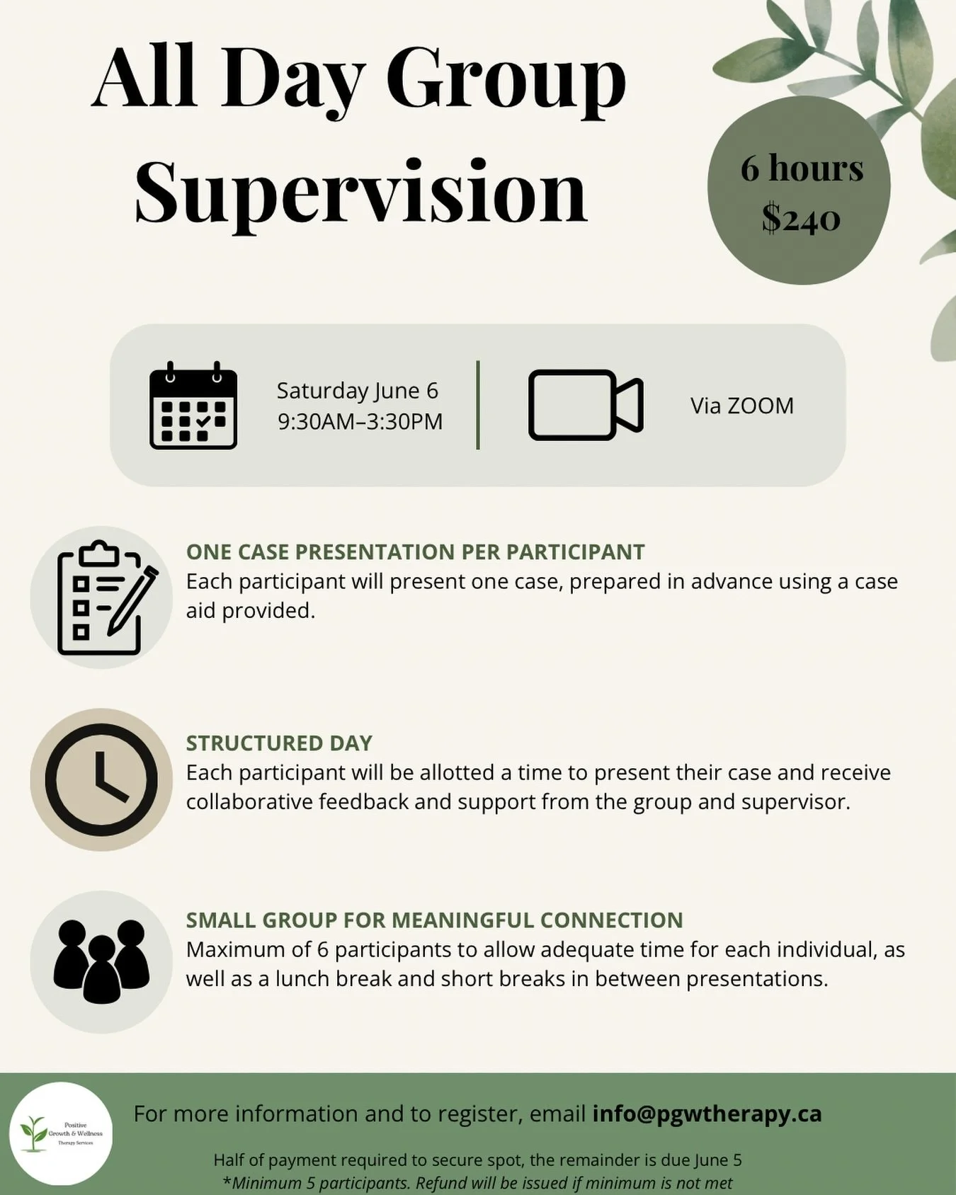 Hey therapists! Spots are still available for a full-day virtual supervision group designed for therapists looking for case consultation and conceptualization, collaborative feedback, and professional connection.

✔️One case presentation per particip