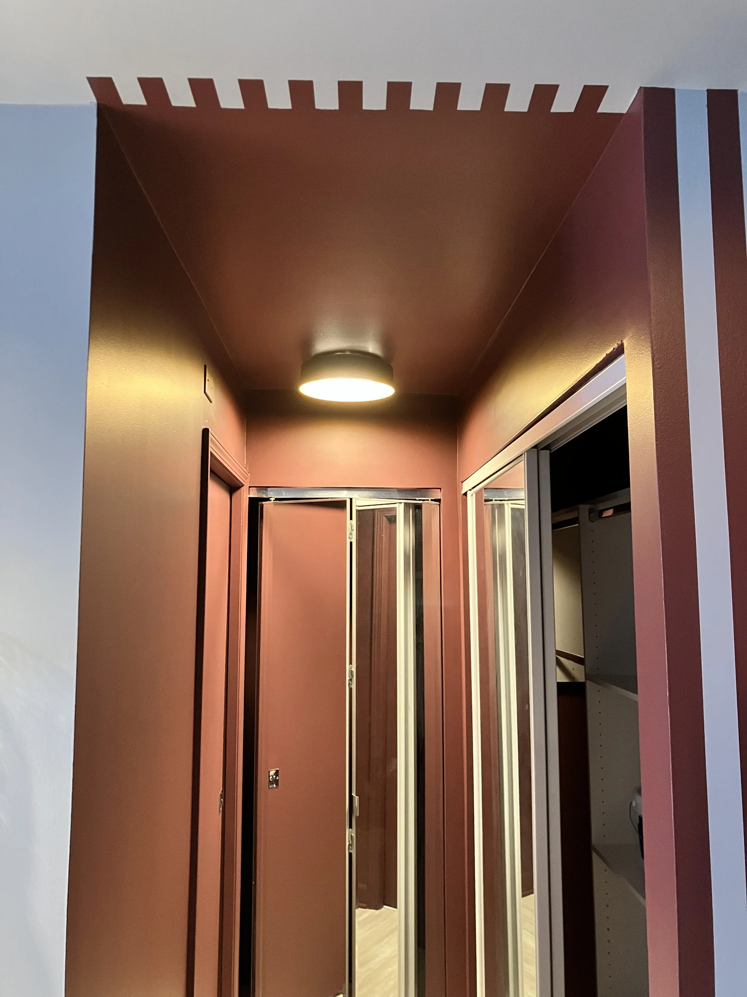 We got funky with the transition of 2 ceiling colors