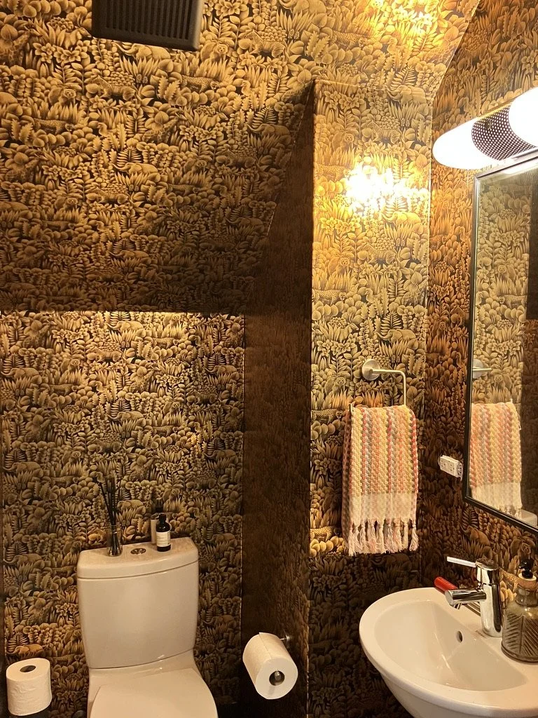This powder room really DAZZLES now