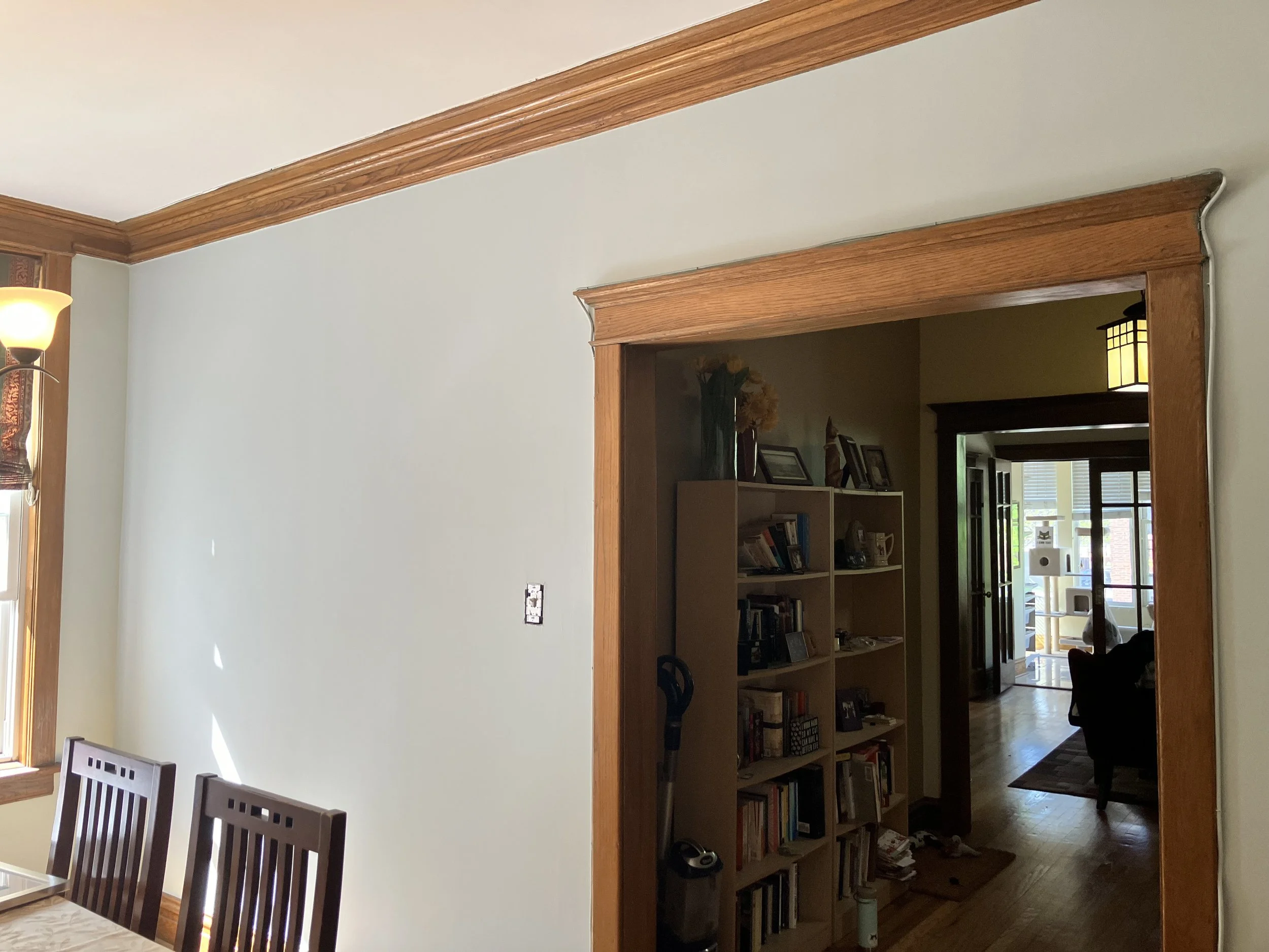 SW Sea Salt paired nicely with this old oak trim.