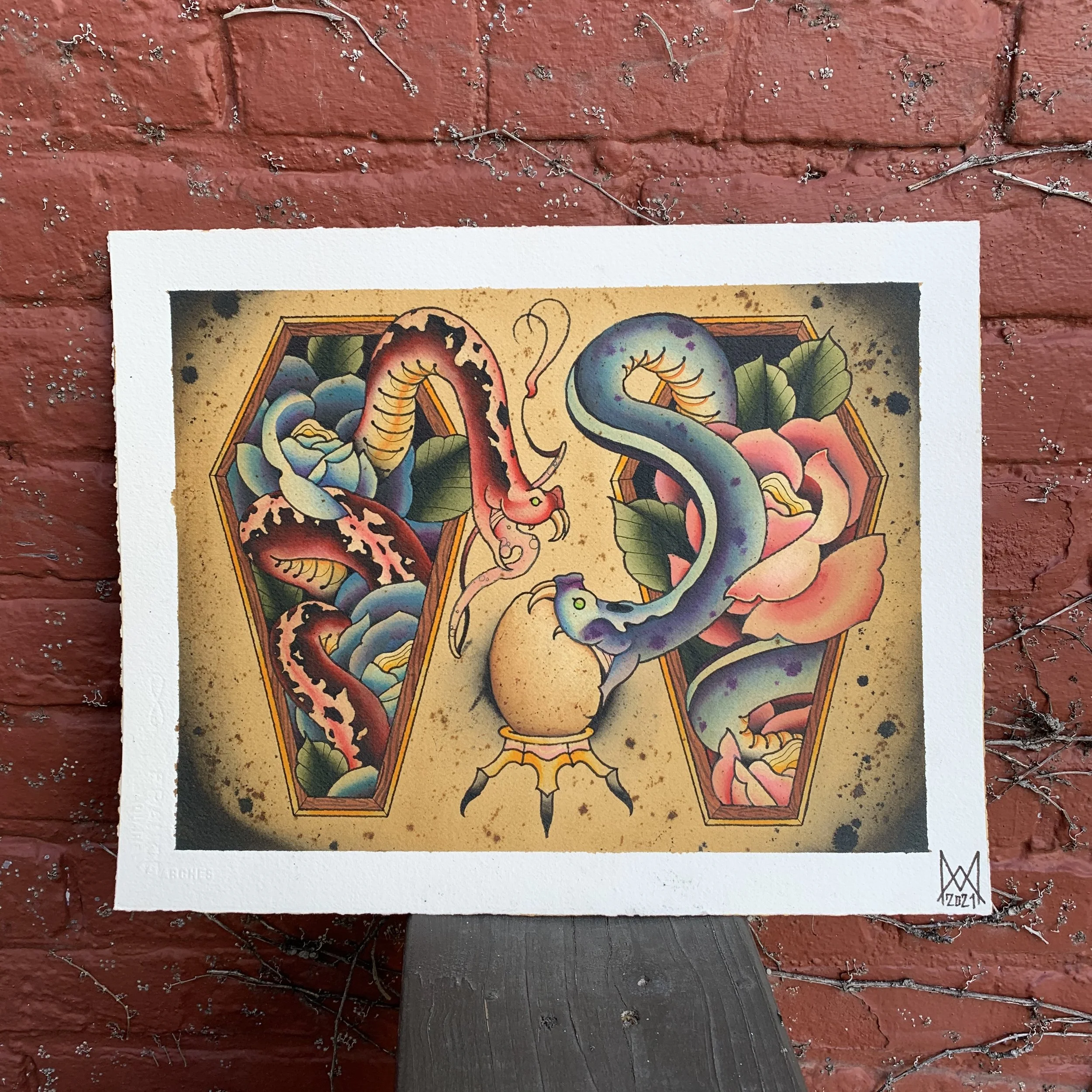 FW Liquid Acrylic on 11”x14” 300lb Arches Cold Press