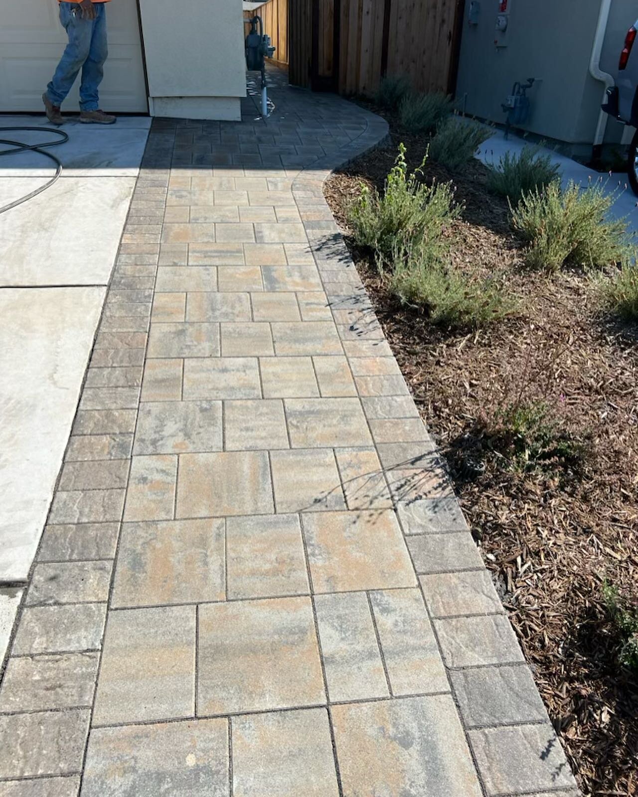 Paver walk way complete ✅ 
#premierlandscape #landscape #landscapeconstruction #landscapecontractor  #outdoorkitchen #outdoorkitchengrill #travertine #plants #pavers #seatwalls #veneerstone #bbqkitchen #Hillsborough #CarmelbytheSea #Bayarea #premierl