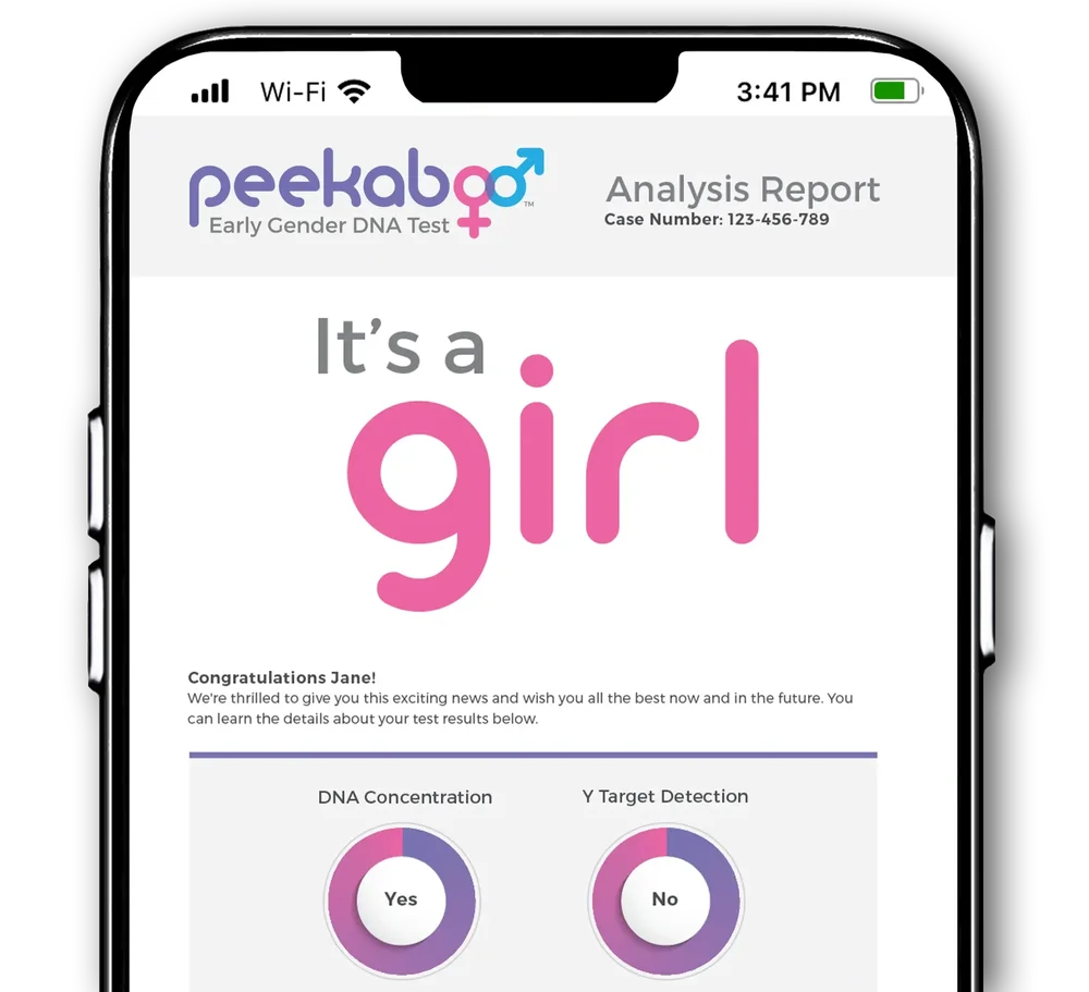 Peekaboo result screen showing a girl result