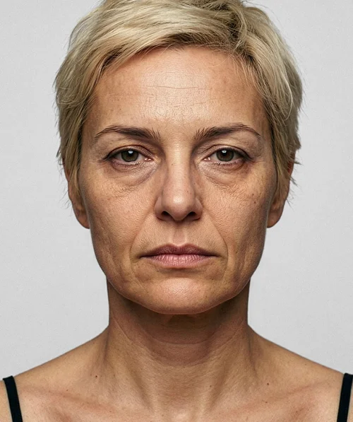 Woman with dull, tired-looking skin