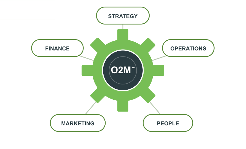 a gear interlocking strategy, operations, people, marketing, and finance