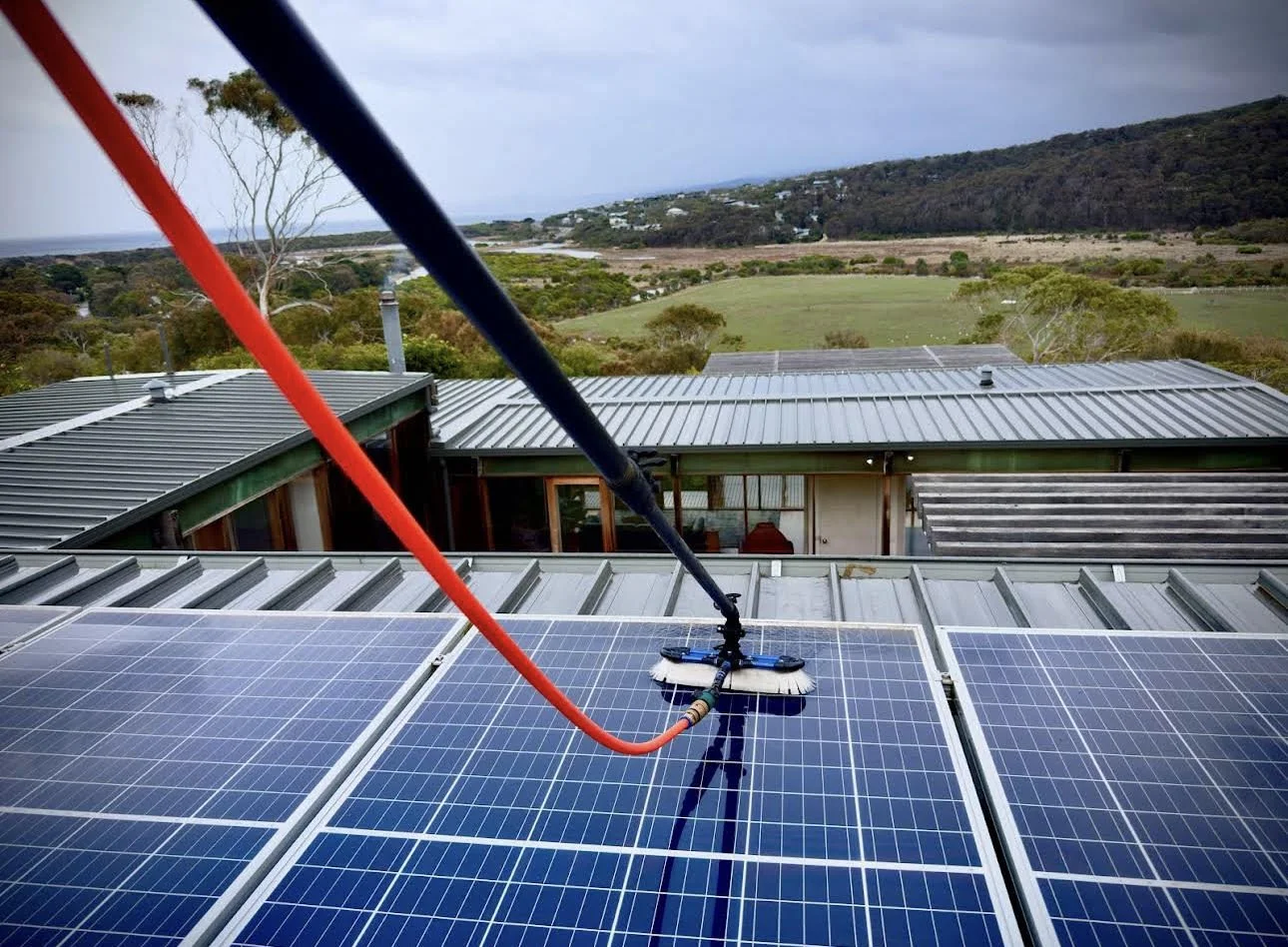 Solar panel cleaning on the Surf Coast in Victoria
