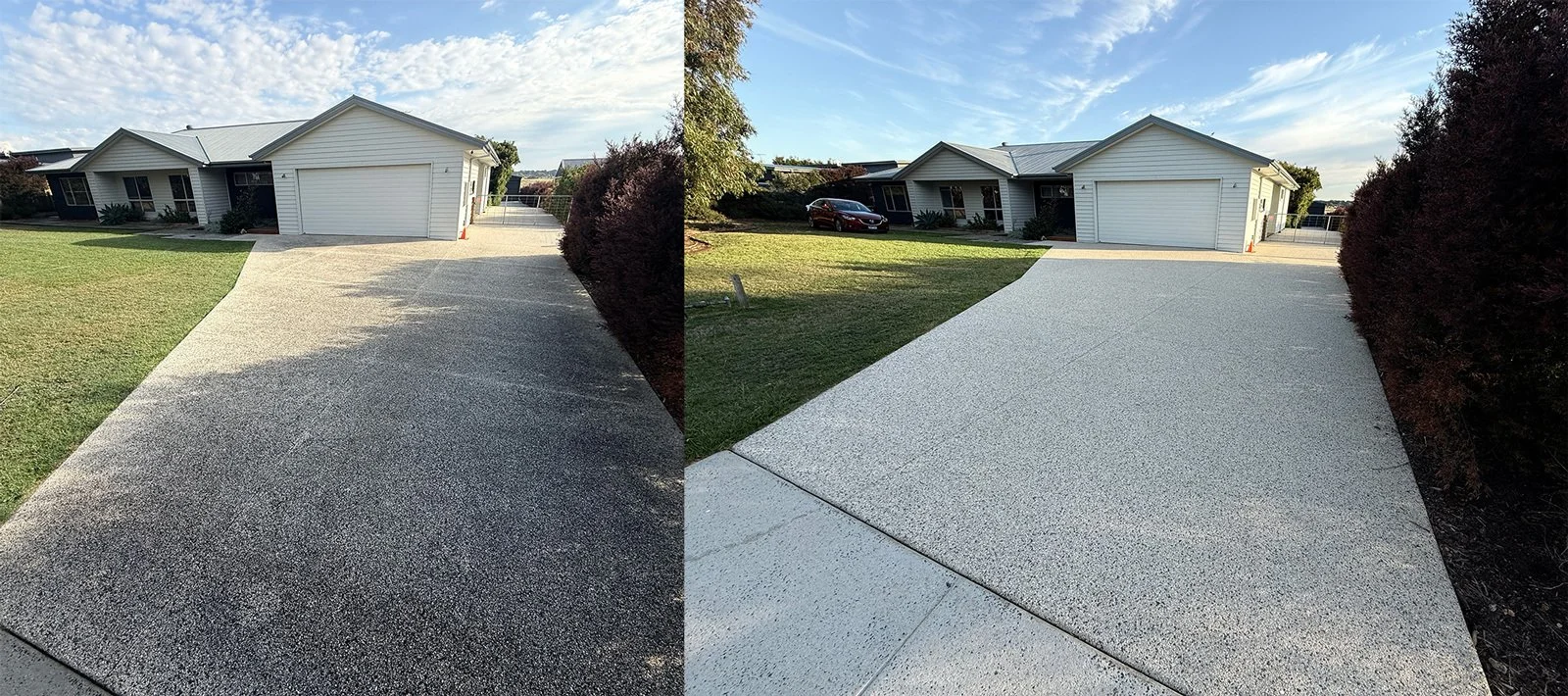 Professional driveway pressure cleaning and sealing in Torquay – before and after concrete restoration