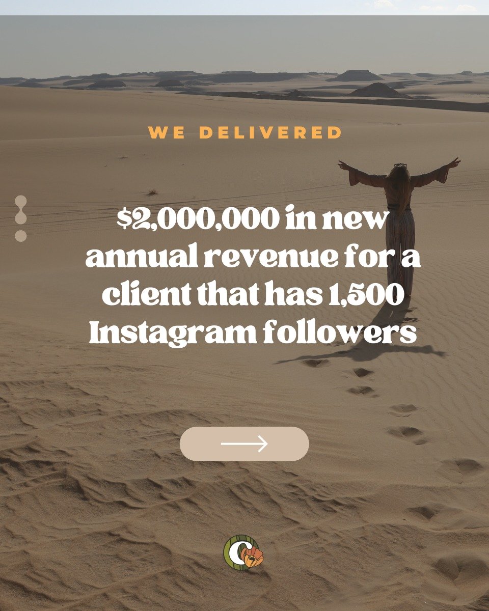 💰 $2M in new annual revenue.
📉 1,500 Instagram followers.
🚫 1 highly regulated industry with zero direct selling on social.

Reminder: follower count &ne; business success.

It&rsquo;s not about chasing algorithms. It&rsquo;s about knowing where y